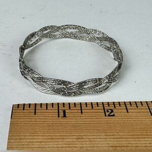 Braided Silver Bangle Bracelet